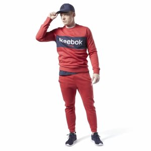 Bluza Męskie Reebok Training Essentials Linear Logo Czerwone PL 24ZVNLF